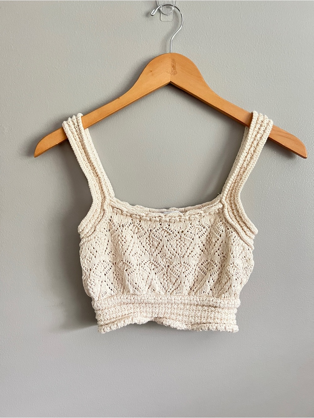 Zara Cream Crochet Crop Cami